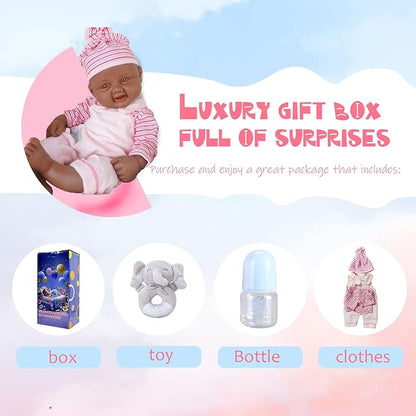 Girl 17.5 Inch, Full Silicone Baby Doll, Realistic Baby Dolls, Realistic Veins & Pose, Not Vinyl, Reborn Baby Dolls Silicone Full Body, Gift Set