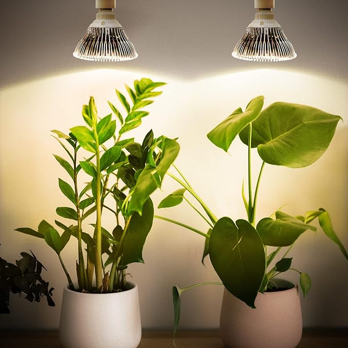 Hanging Grow Light, 50W (25W X 2), One Cord Double Head, Led Grow Lights for Indoor Plants, Full Spectrum, Grow Lights for Seed Starting, Hanging Plant Light Bulbs with 16.4FT Power Cord