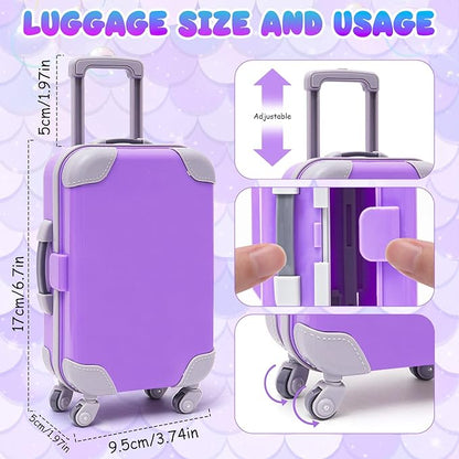American 18 Inch Doll Makeup Accessories and Travel Set Mermaid, Including Purple Suitcase Luggage Dress Eye Shadow Lipstick Eyelash Brush Dolls Travel Gear Play Set Gift for Birthday (NO Doll)