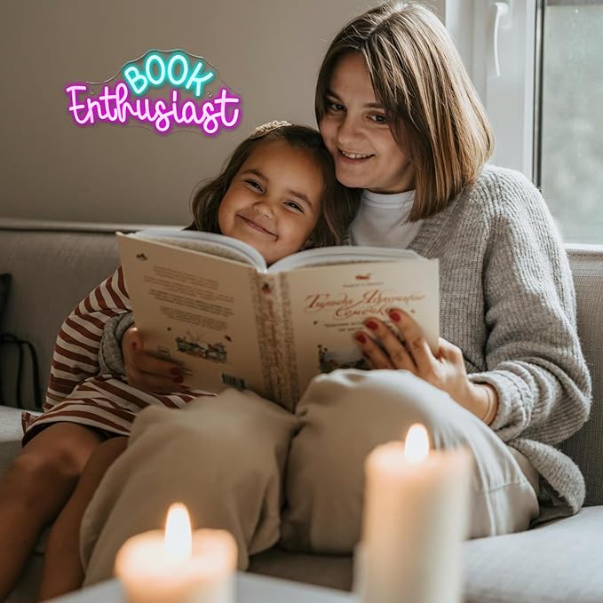 Book Enthusiast Neon Sign Wall Decor,Neon Light Bedroom Wall Decor Suitable Indoor Light for Classroom Book Party Library Reading Room Decoration Bookish Gifts