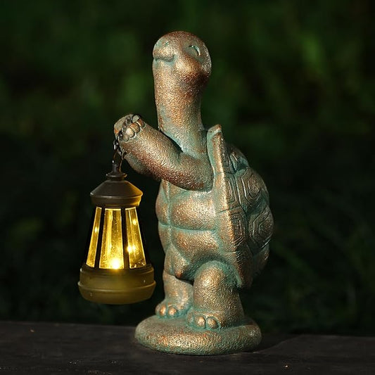 Turtle Solar Powered Outdoor Garden Statue, Resin Turtle Statue with Solar Light Lantern, Decorative Lawn, Yard Outdoor Turtle Decoration. Unique Home Decoration, Gifts for Women