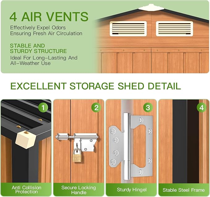 Outdoor Storage Shed, 5x3 Ft Metal Steel Tiny House with Frame Floor & Lockable Door, Vertical Outside Storage Building for Garden, Backyard, Lawn, Patio Utility, Tool Storage