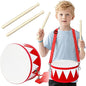 Kids Drum Set,8 in Wooden Toy Drum Set,Educational Baby Musical Toys Drum with Adjustable Strap 2 Drumsticks,Sensory Musical Instrument Drum Toy for Toddler Boys & Girls Gift(Red)