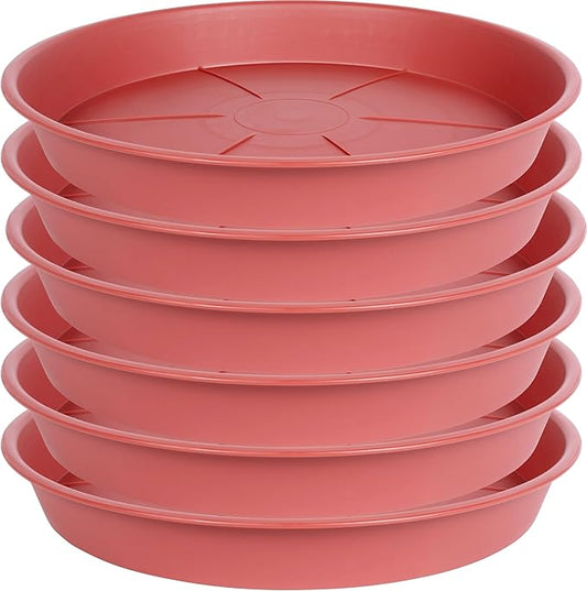 6 Pack of Plant Saucer Tray 7 8 inch, Heavy Duty Plastic Pot Plant Drip Trays Saucers for for Indoors Outdoor, Plant Water Tray for Planters 7-9" (8", Clay)