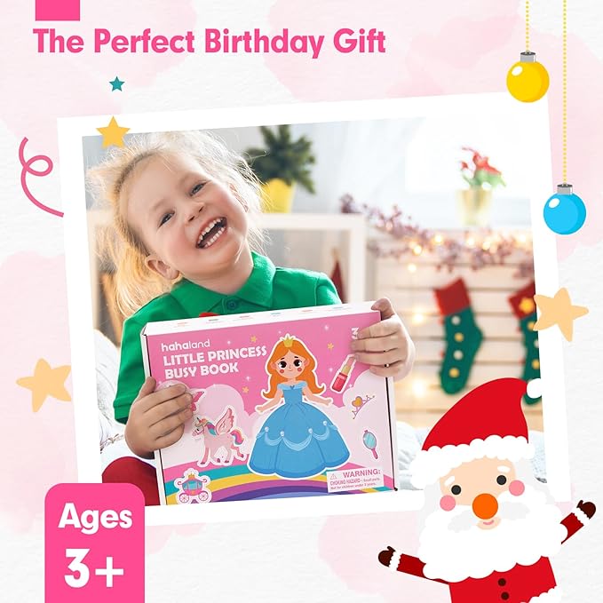 hahaland Toys Ages 3-5 Girls - Busy Board Princess Toy 3 Year Old Girls - Toddlers Quiet Busy Book for Toddlers 3-5 Pretend Play - Montessori Toys 3-4 Year Old Girl Birthday Gifts