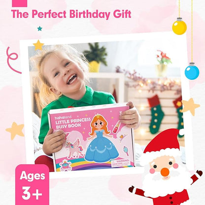 hahaland Toys Ages 3-5 Girls - Busy Board Princess Toy 3 Year Old Girls - Toddlers Quiet Busy Book for Toddlers 3-5 Pretend Play - Montessori Toys 3-4 Year Old Girl Birthday Gifts