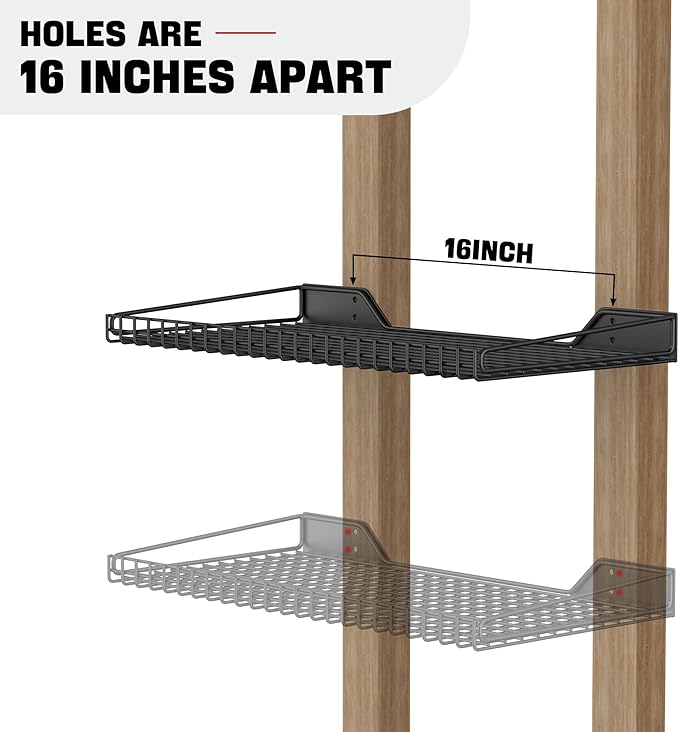 Ultrawall Wall Mounted Storage Shelf for Garage, 2 Pack Metal Shelf Rack, Heavy-Duty Wall Organizer Shelves Suitable for Shop, Shed, Garage 23.5inch x 12inch(Black)