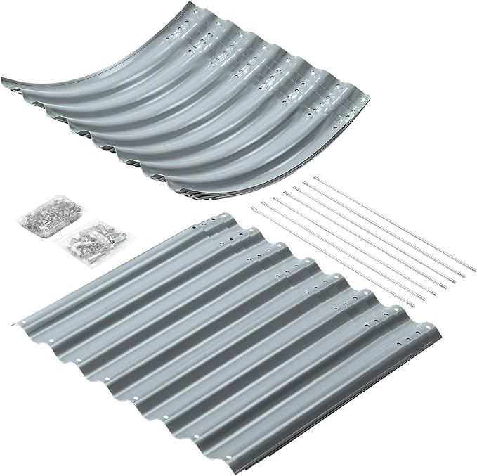 Land Guard 24“ Tall 4×2ft Galvanized Raised Garden Bed Kit, Galvanized Planter Garden Boxes Outdoor, Oval Large Metal Raised Garden Bed for Vegetables(Modern Gray, 4×2×2ft)