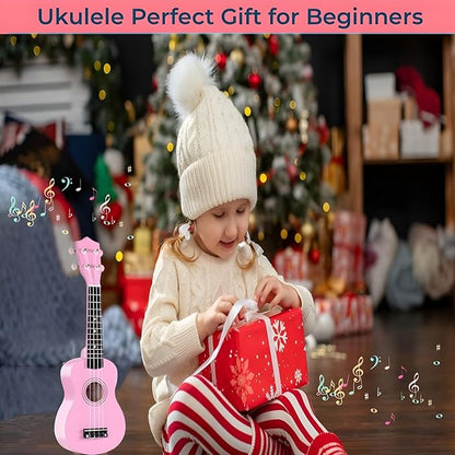 21 Inch Wooden Kids Toddler Child Children Acoustic Guitar Musical Instruments Ideal for 3-9 Year Old Boys Girls Gifts (Pink)