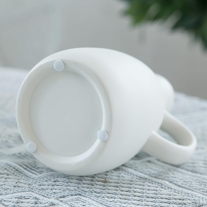 White Ceramic Vase Set - 2 Small Vases with Handle, Pottery Vases for Modern Home Decor, Minimalist Matte Pitcher for Fowers, Decorative Clay Vase Centerpiece Dining Table Decorations