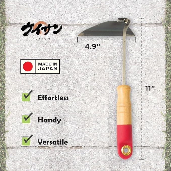Japanese Weeding Sickle Nejiri Gama - 11 inch Compact & Sharp Hand Hoe for Effortless Weed Removal in Gardening