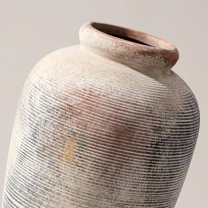 Decorative Ceramic Rustic vase,Tall vase for Minimalist Decoration,11" Large Vintage Vase for Home Decor,Centerpiece,Living Room,Enterway,Gray