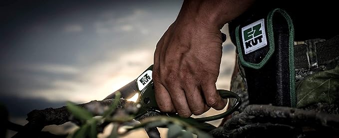 EZ Kut Original Ratcheting Pruner Kit with Molded Ballistic Nylon Sheath and Carbide Blade Tool, Green and Black