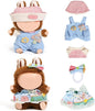 (2 Set) XMBYGY Doll Clothes for Labubu(for 17/15cm Standing/Sitting Doll)(NO Doll) - Accessories Clothes Dress up for Dolls Outfit Included Figures Clothing and Hat for Girl Woman (LB22+LB6)