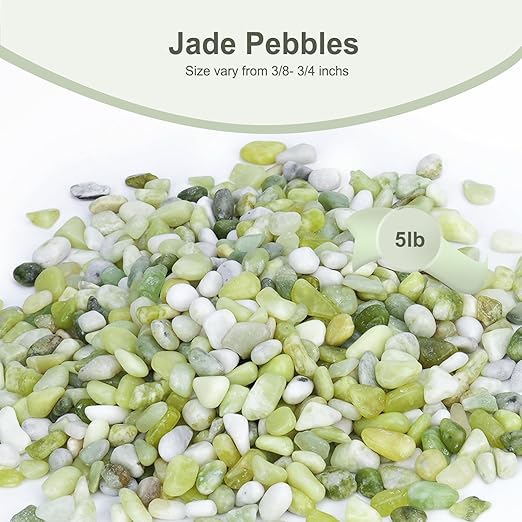 5 lbs Jade Pebbles for Indoor Plants, Decorative Pebbles for Bamboo, Vase, 3/8" Plant Gravel for Pots Indoor, Highly Polished Small River Rocks