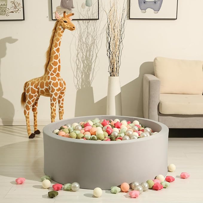 GOGOSO Ball Pit Balls for Toddlers Phthalate-Free BPA-Free Non-Toxic Crush Proof Soft Plastic Play Balls Baby Kids Shape Tent Pool Playhouse Playpen Party Decor,Stars Pink+Green+White Netural,100PCS