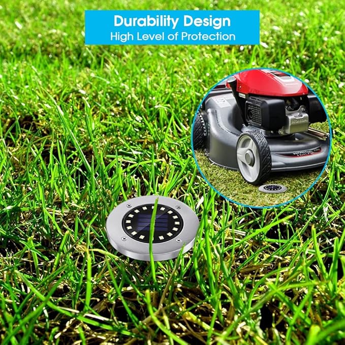 NFESOLAR Solar Outdoor Lights with 16 LEDs, Blue Color Bright Solar Ground Lights Outdoor, Waterproof Solar Pathway Lights for Pathway Garden Yard Lawn Walkway Driveway (8 Pack)