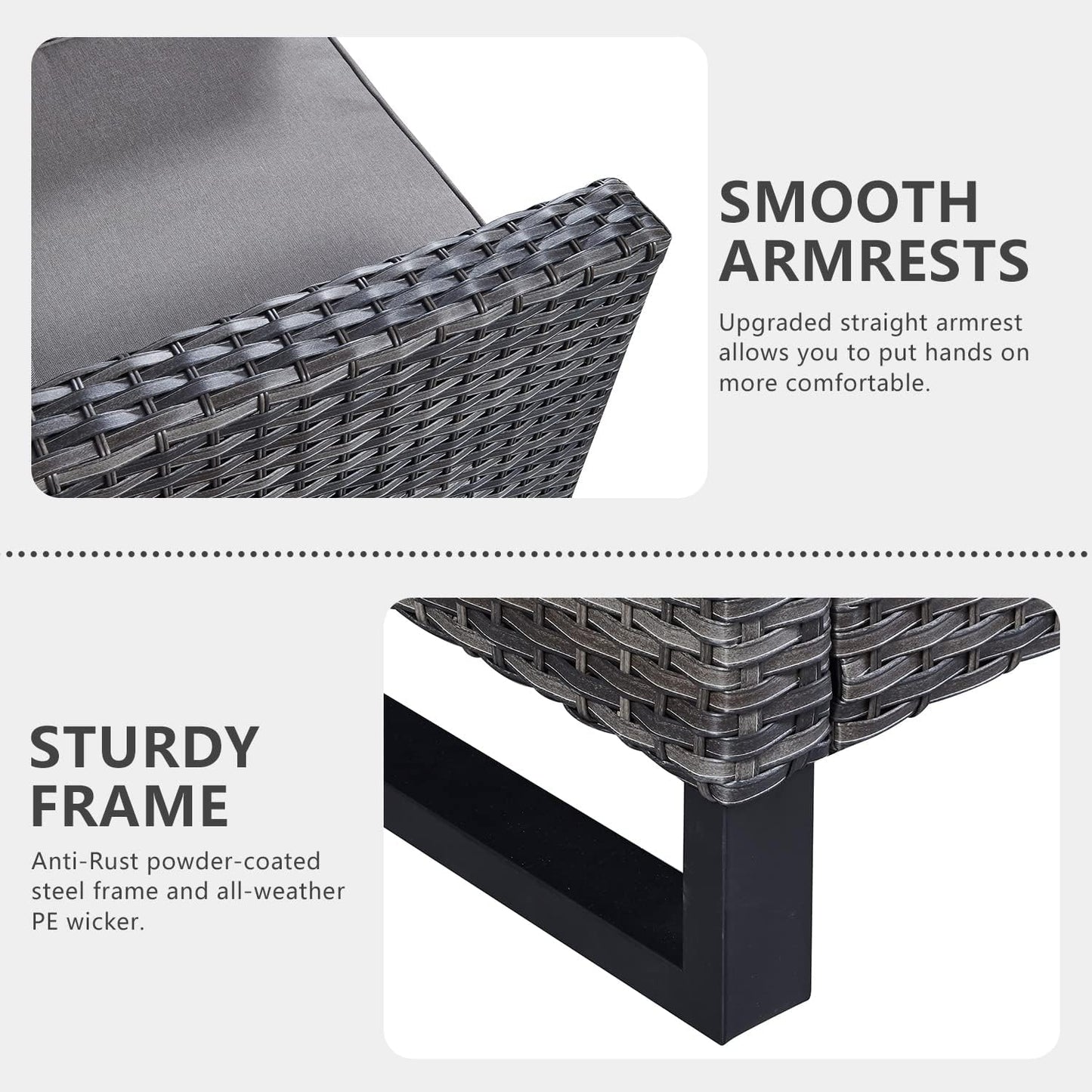 HUMMUH 8 Piece Patio Furniture All Weather 6-Seater Outdoor Sectional Sofa with Patio Swivel Chairs and Outdoor Chairs Ottomans for Porch,Garden,Backyard,Deck