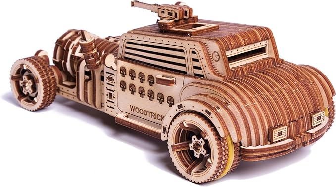 Wood Trick Apocalyptic Car 3D Wooden Puzzles for Adults and Kids to Build - Rides up to 26 feet - Wooden Model Car Kits to Build for Adults