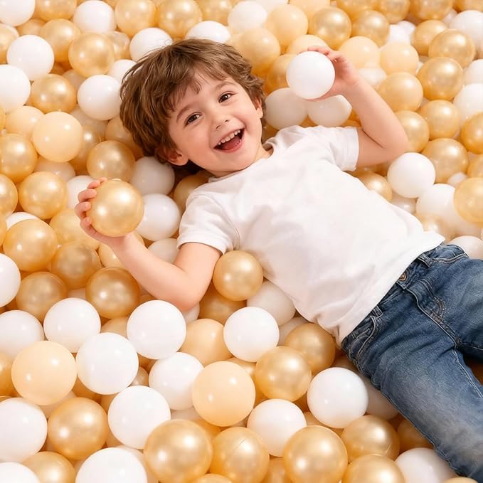 GOGOSO Ball Pit Balls for Toddlers, Brown Plastics Balls for Ball Pool Birhtday Party Girls Kids with Storage Bag, 2.17inches，100pcs