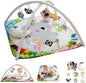 Baby Play Gym with 4 Developmental Zones – Tummy Time Mat & Activity Mat with 6 Sensory Toys, Visual Cards & Pillow – Baby Essentials & Ideal Gift for Newborns