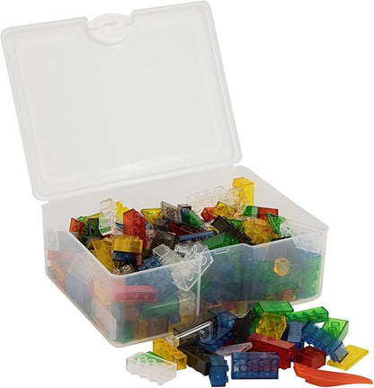 Transparent Building Bricks Set - 300-Piece Crystal-Clear Edition - Includes Reusable Storage Container - Fully Compatible with Other Brands