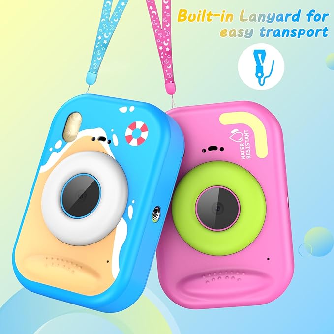 Kids Camera Waterproof IP68, 1080P HD Underwater Camera for Kids Ages 3-12 with Toy-Grade ABS Plastic, Kids Digital Camera for Children Outdoor Swimming Snorkeling Birthday Gift, Blue