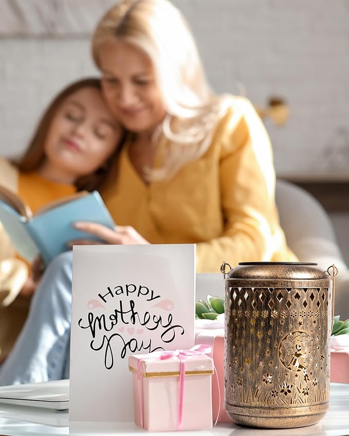 Solar Lanterns Outdoor Hanging Waterproof,Fairy Garden Decor Gifts for Women Mom, Solar Lights Metal Fall Decoration Outside for Yard, Patio,Garden,Backyard,Porch