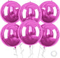 Giant 4D Foil Balloons, 6 Pcs Large Hot Pink Metallic Round Balloons, 22 Inch Big Round Hot Pink Foil Balloon for Kids Girls Prom Birthday Party Baby Shower Wedding Decorations