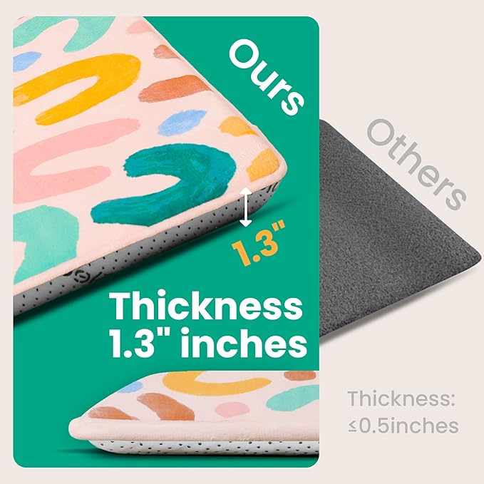 Baby Play Mat for Floor,1.3" Thick Cushioned Playpen Mat 50"x50",Extra Soft Elasti-Foam,Water Repellent Coral Velvet,Non-Slip for Crawling&Tummy Time,Infant Toddler Kids Nursery Rug(Doodle)