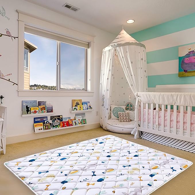 Baby Play Mat 79" X 63", Premium Thicken Foam One-Piece Crawling Mat, Extra Large Non-Slip Cushioned Activity Playmats for Babies, Toddlers, Infants, Play & Tummy Time