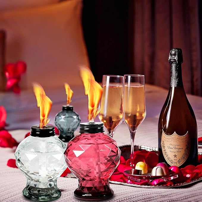 4 Pack Glass Table Torch,Citronella Glass Table top Torches with Wick and Cap for Outdoor,Refillable Torches Landscape Lanterns Torches for Yard Patio Christmas Garden,Party Decor