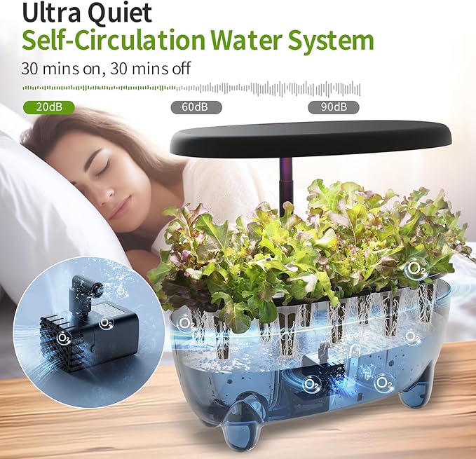 Indoor Hydroponics Growing System, 12 Pods Smart Herb Garden Planter with LED Grow Light Plant Germination Kit (No Seeds), Ideal Gift for Gardening Lovers, Gift Ideas for Women Men