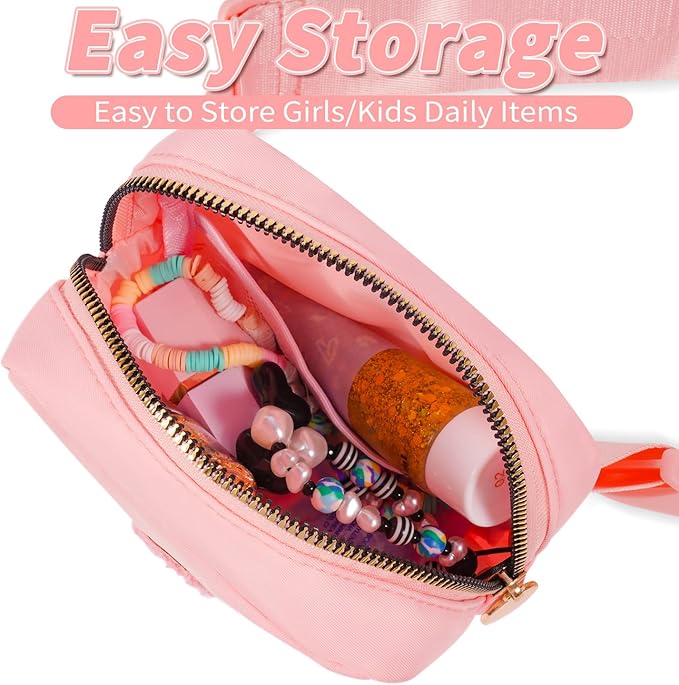 Gifts for Girls Teens Kids - Mini Belt Bag Crossbody Bag - Birthday Gifts for Daughter Sister Her,Teen Girl Essentials,Travel Essentials,Cute Teen Trendy Stuff - Peach,S