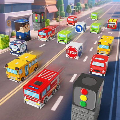 City Traffic Magnetic Blocks Set,Child-Safe STEM Toys with Fully Encased Magnets Non-Toxic & Choking-Proof Travel Learning Gift for Ages 3-8 Car/Airplane Toddler Toy Birthday (49 PCS)