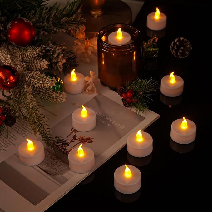 LED Tea Lights Candles- 50Pack Flameless Candles Realistic and Bright Flickering Long Lasting 200Hours for Holiday Celebration,Party, Home Decoration WarmYellow,Battery Operated