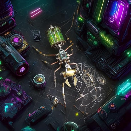 3D Steampunk Mechanical Insect Puzzle Kit - DIY Metal Assembly Model for Adults, Unique Retro Brass Sculpture Craft for Home Office Decoration (Gatling Ant)