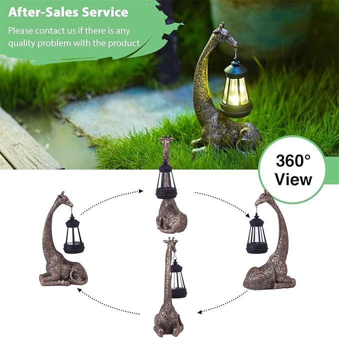 Goodeco 11 "Giraffe Statue for Garden and Home Decor - Ideal for Giraffe & Mom Gifts, Birthdays, Women's Presents, and More! Eye-Catching Ornament for Indoor and Outdoor Use (Giraffe)