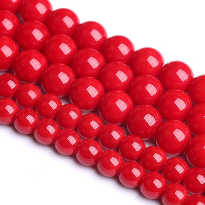 6MM 63PCS Red Glass Round Spacer Loose Beads for Jewelry Making 15 inches DIY Bracelet Necklace