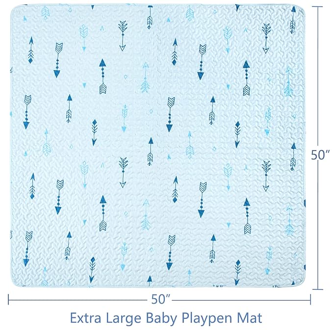Baby Floor Play Mat Foldable Crawling Mat, 50x50 Play Mat for Playpen, Washable Non Slip One-Piece Playmats Portable, Cushioned Baby Tummy Time Mats for Infants and Toddlers (Arrow)