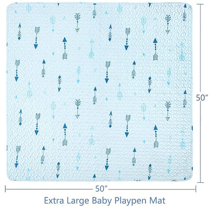 Baby Floor Play Mat Foldable Crawling Mat, 50x50 Play Mat for Playpen, Washable Non Slip One-Piece Playmats Portable, Cushioned Baby Tummy Time Mats for Infants and Toddlers (Arrow)