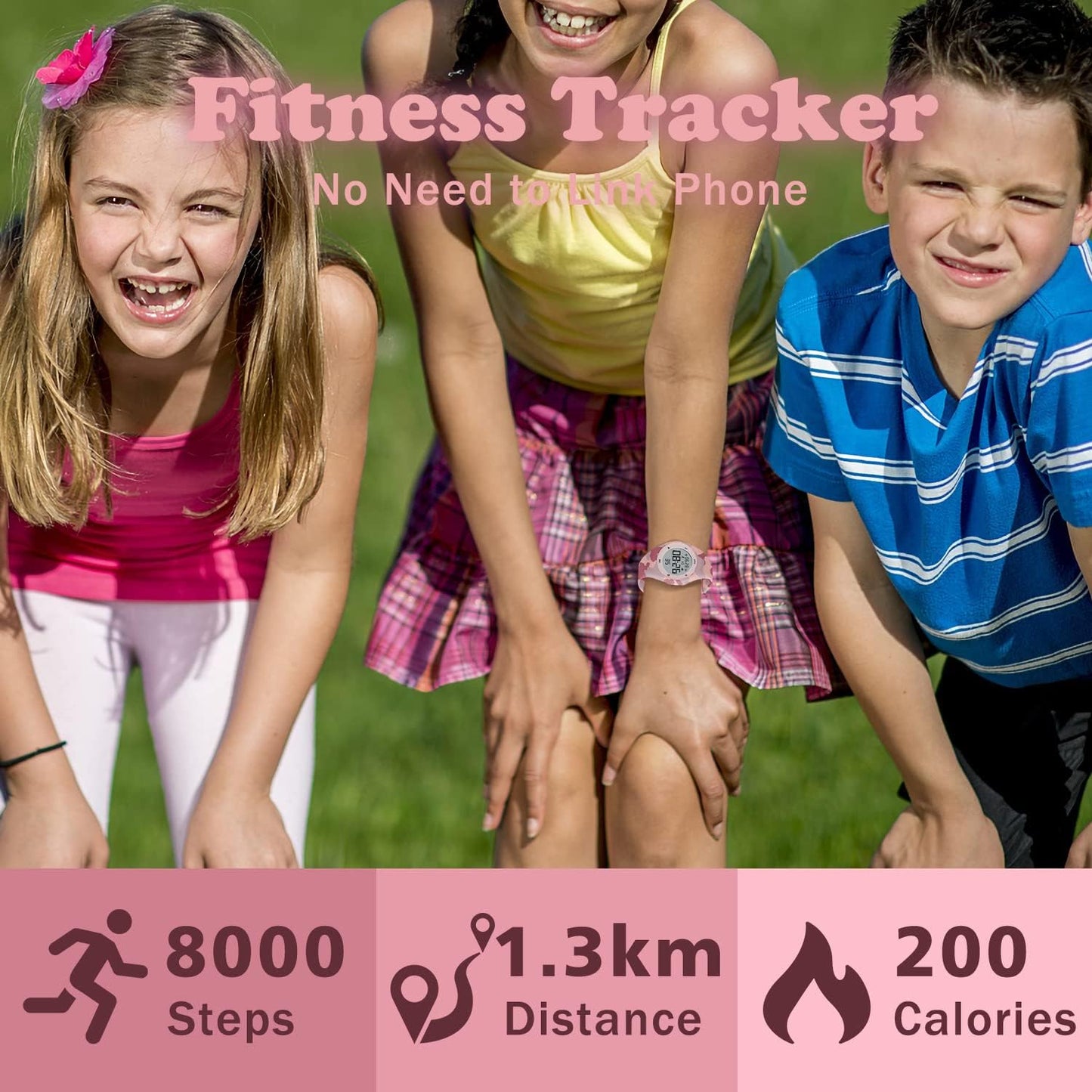 Kids Watches for Girls Boys Digital Sport Watch with Step Counter Pedometer Vibration Alarm Clock, No App Waterproof Fitness Tracker Kids Watch Boys Girls Teens Students Ages 5-16