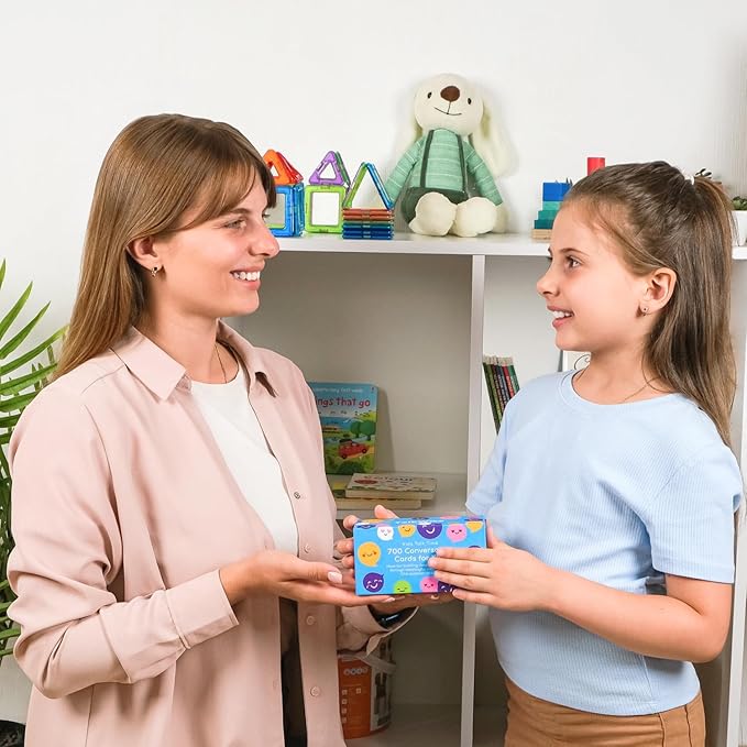 700 Conversation Cards for Kids, Fun Kids Conversation Starter Cards for Kids, Teens, Family Night, Dinner, Play Conversation Games, Color-Coded Across 6 Topics, Take Anywhere
