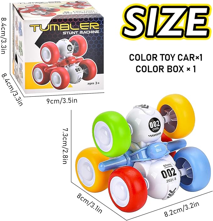 6 Wheels Pull Back Cars Toys for Toddler Age 3-6,360° Rotating Stunt Car Toys 3-6 Year Old Kids，Friction Powered Car Toys，Vehicles for Toys Age 3-6 Year Old Boy Girl Birthday Present (Color)