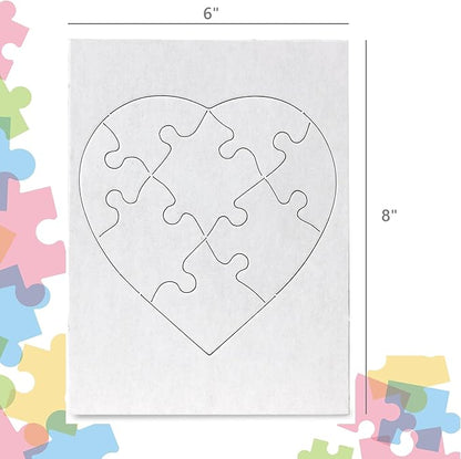 Hygloss 8 Blank Heart Puzzles with Envelopes – 6 x 8 Inches – Ideal for Valentine’s Day Crafts – Write, Draw, and Decorate – 8 Pieces Each
