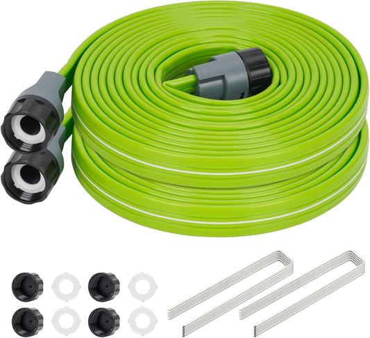 Sprinkler Soaker Hose 15FT 2Pack, Watering Hose with Holes, High-Efficiency Sprinklers System for Garden and Lawn with Staples