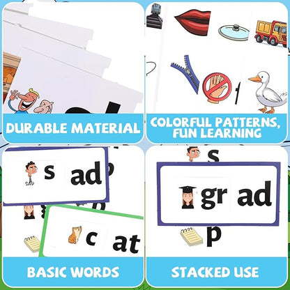 gisgfim 48 Word Families Activity Word Builder ABC Vocabulary Flashcards Kindergarten Sight Phonics Flash Card Learn to Read Phonics Game Read and Rhyme Activity Matching Letter Game 2 per Sheet