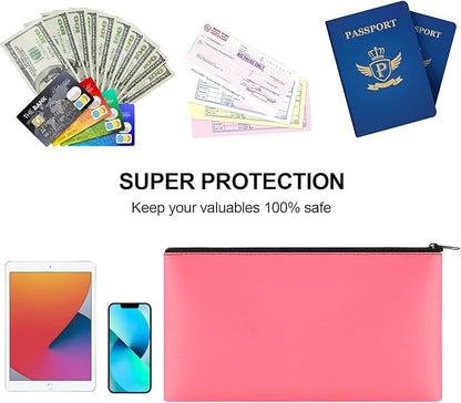 4Pack Money Bag 11 X 6" - Safe Durable Waterproof PU Leather Bank Pouch With Zipper for Cash, Coins, Checks, Bills, Receipts, Makeup, Tool Storage (Peach)