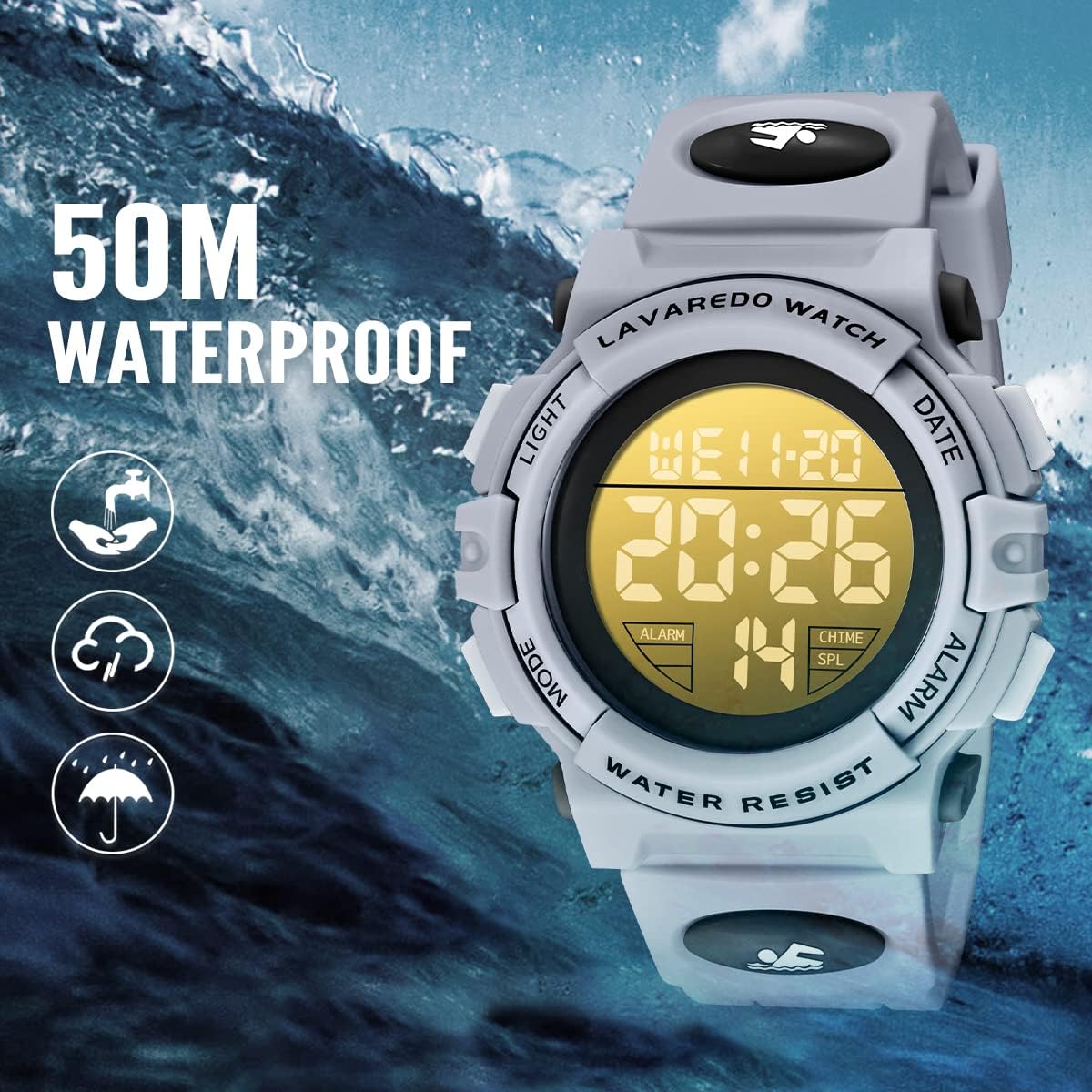 Kids Watch,Boys Watch for 3-15 Year Old Boys,Digital Sport Outdoor Multifunctional Chronograph LED 50 M Waterproof Alarm Calendar Analog Watch for Children with Silicone Band,Kids Gift