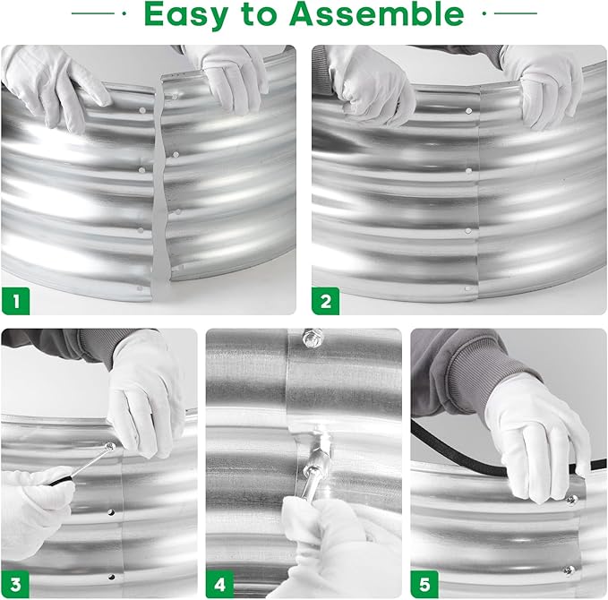 JERIA Raised Garden Bed,Galvanized Raised 2×2×1ft Planter Boxes Outdoor with Easy Assembly, Round Garden Bed for Vegetables, Fruits, Flowers